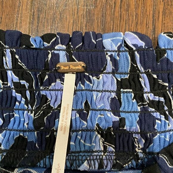 Free People Technicolor Blue Bubble Top Dark Combo Small - Picture 5 of 9